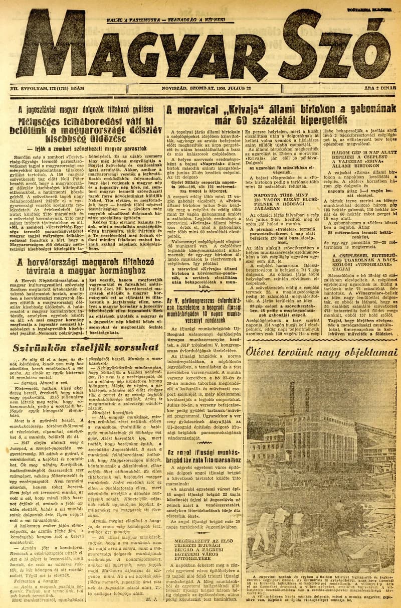 Magyar Szó, 7. évf. 1950. július 22. 172. sz. 1–4. oldal