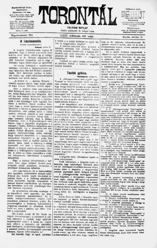 Torontál, 35. évf. 1906. október 31. 249. sz.