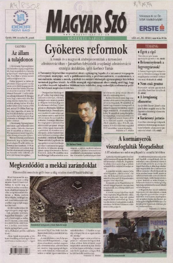 Magyar Szó, 63. évf. 2006. december 29. 304. sz. 1–20. oldal