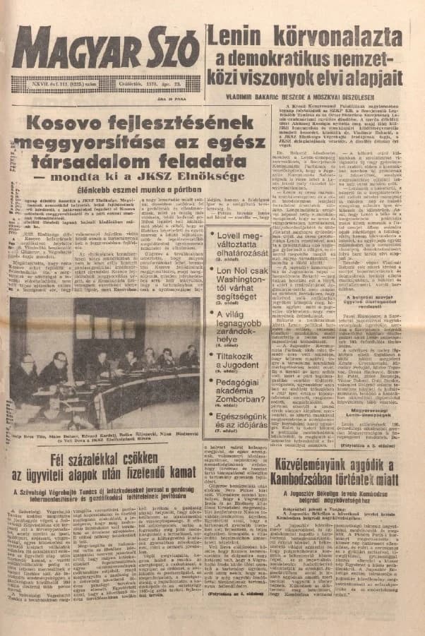 Magyar Szó, 27. évf. 1970. április 23. 111. sz. 1–20. oldal