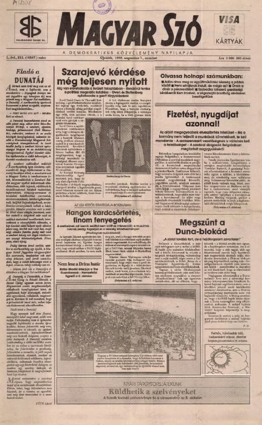 Magyar Szó, 50. évf. 1993. augusztus 7. 212. sz. 1–16. oldal