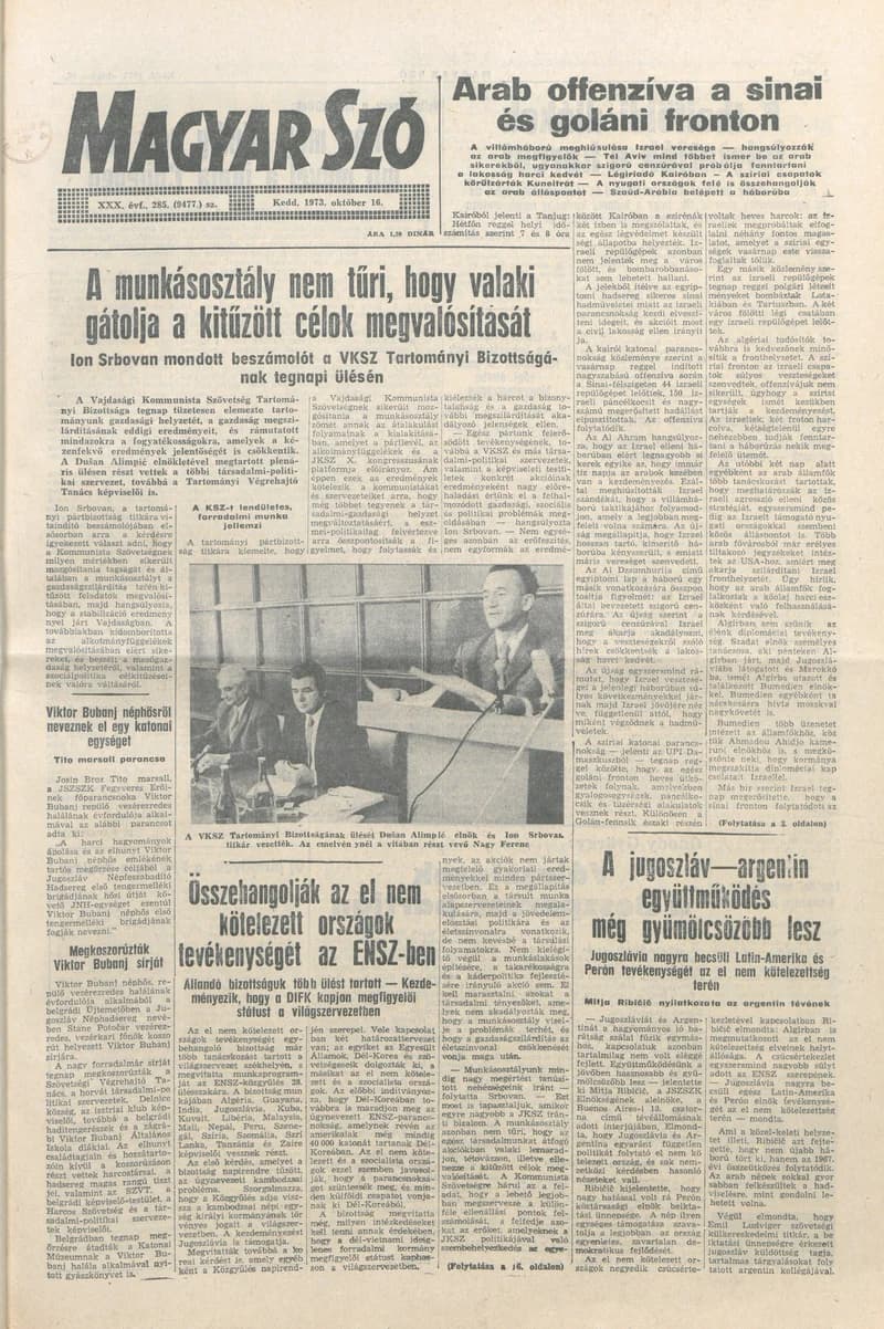 Magyar Szó, 30. évf. 1973. október 16. 285. sz.