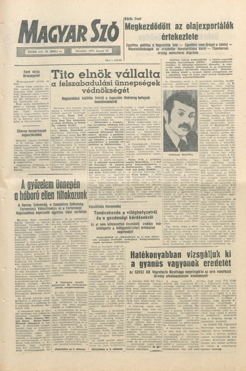 Magyar Szó, 32. évf. 1975. január 25. 23. sz.
