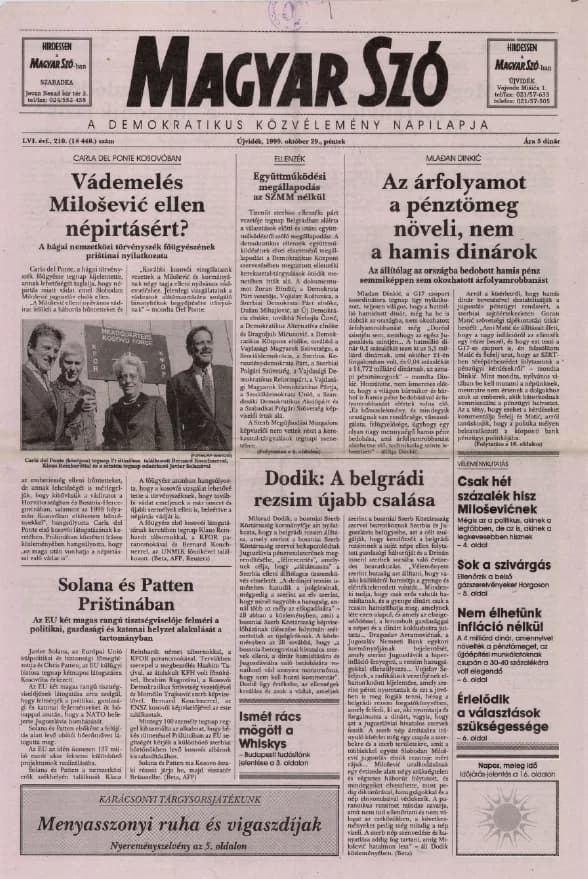 Magyar Szó, 56. évf. 1999. október 29. 210. sz. 1–16. oldal