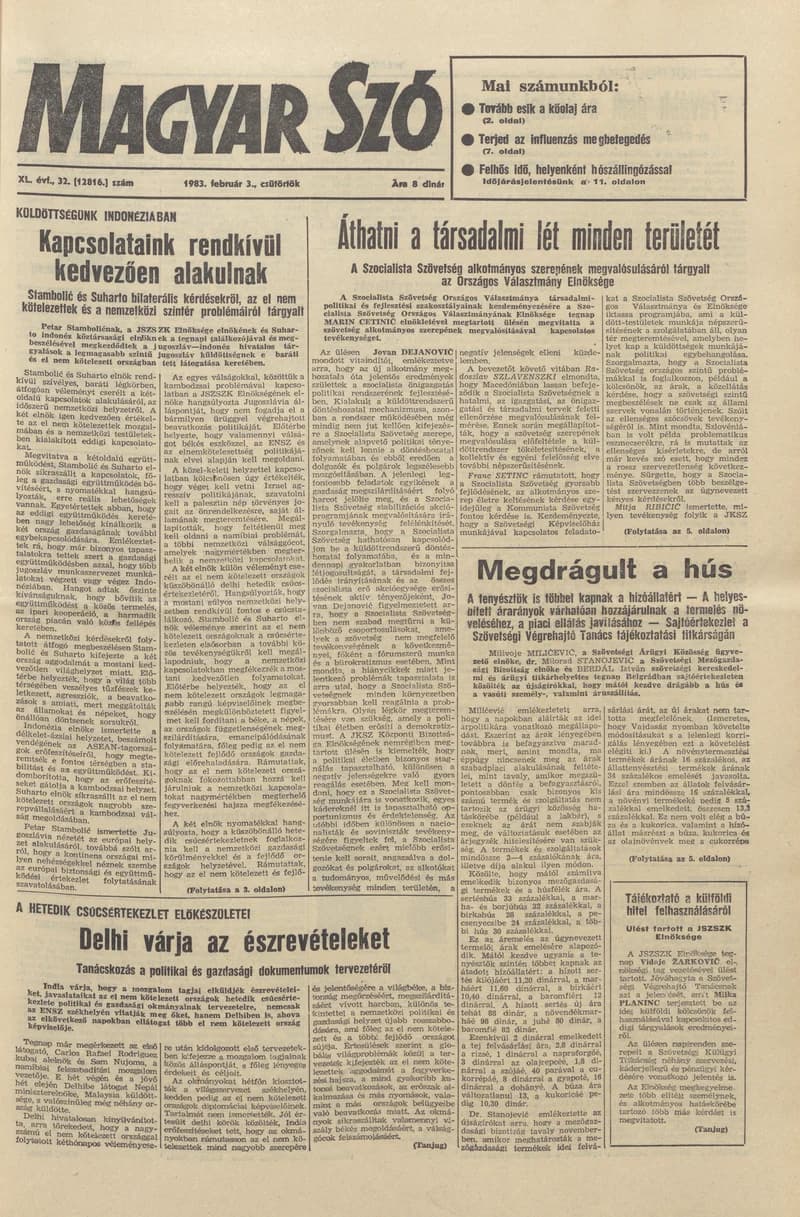 Magyar Szó, 40. évf. 1983. február 3. 32. sz. 1–24. oldal
