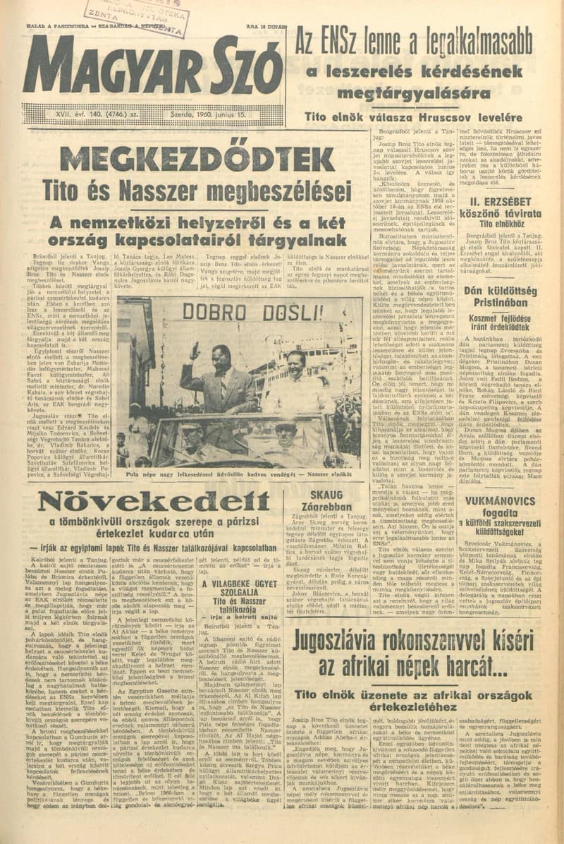Magyar Szó, 17. évf. 1960. június 15. 140. sz. 1–12. oldal