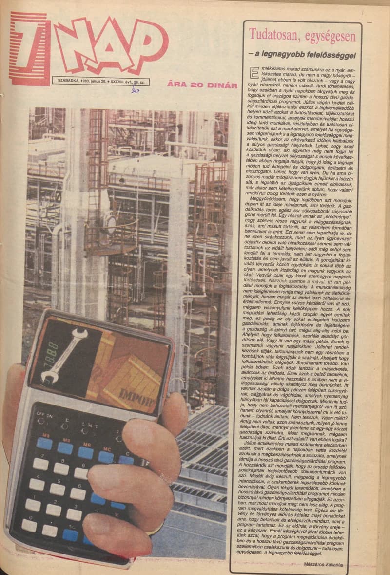 7 Nap, 38. évf. 1983. július 29. 30. sz. 1–16. oldal