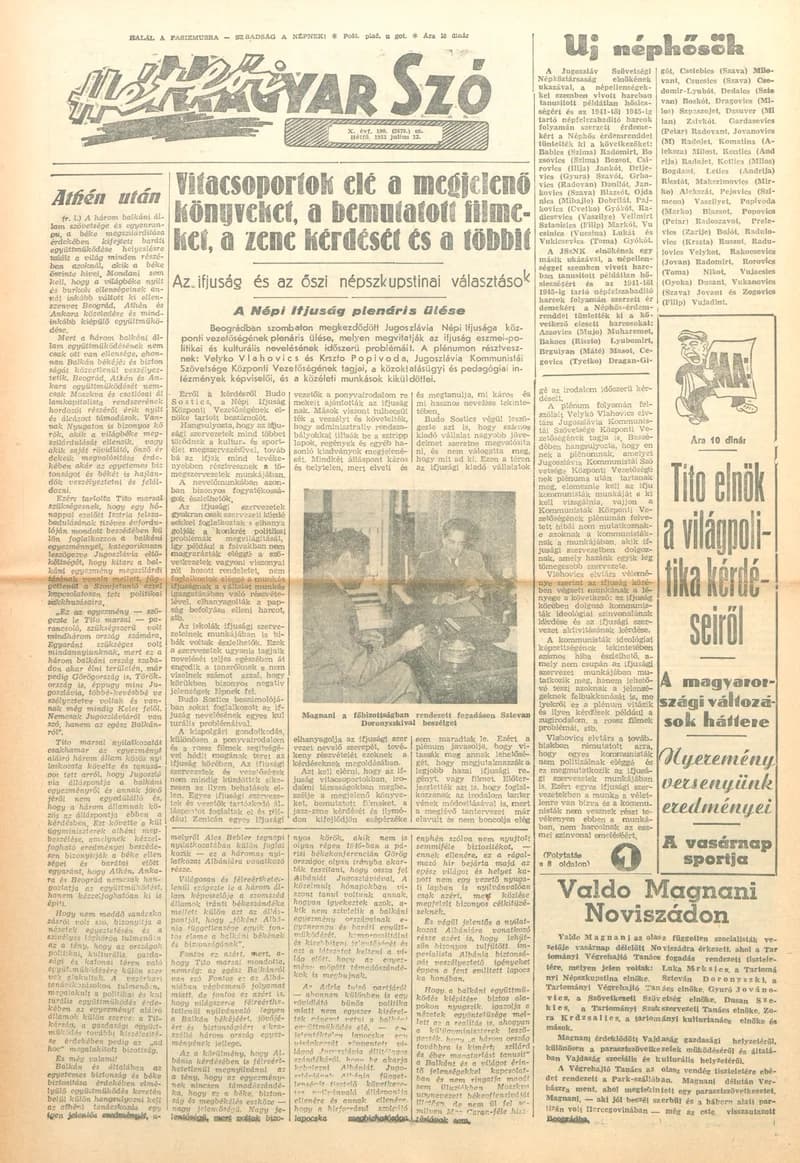 Magyar Szó, 10. évf. 1953. július 13. 190. sz. 1–8. oldal