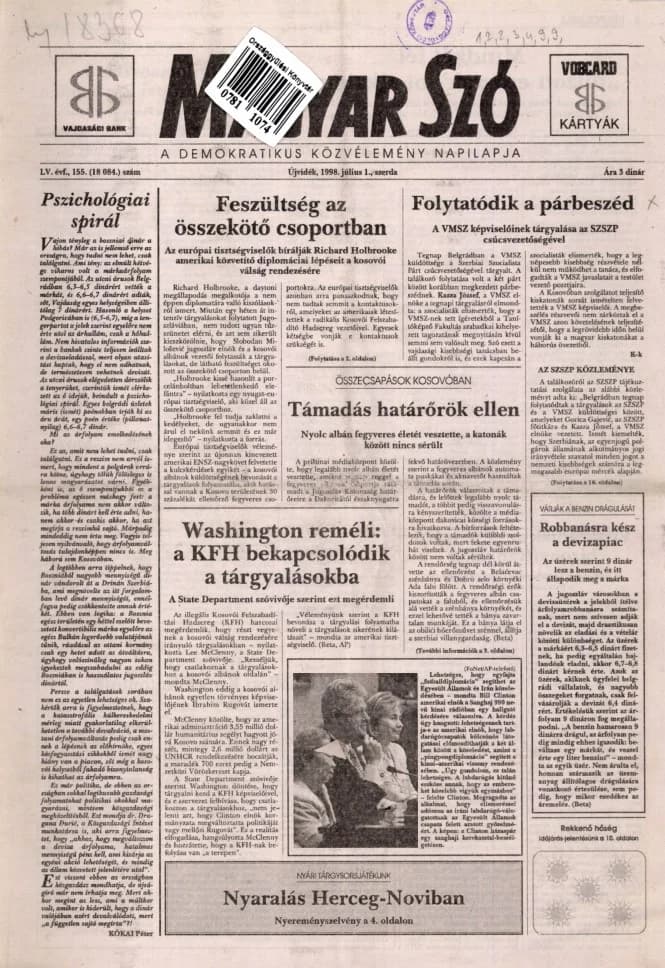 Magyar Szó, 55. évf. 1998. július 1. 155. sz. 1–16. oldal