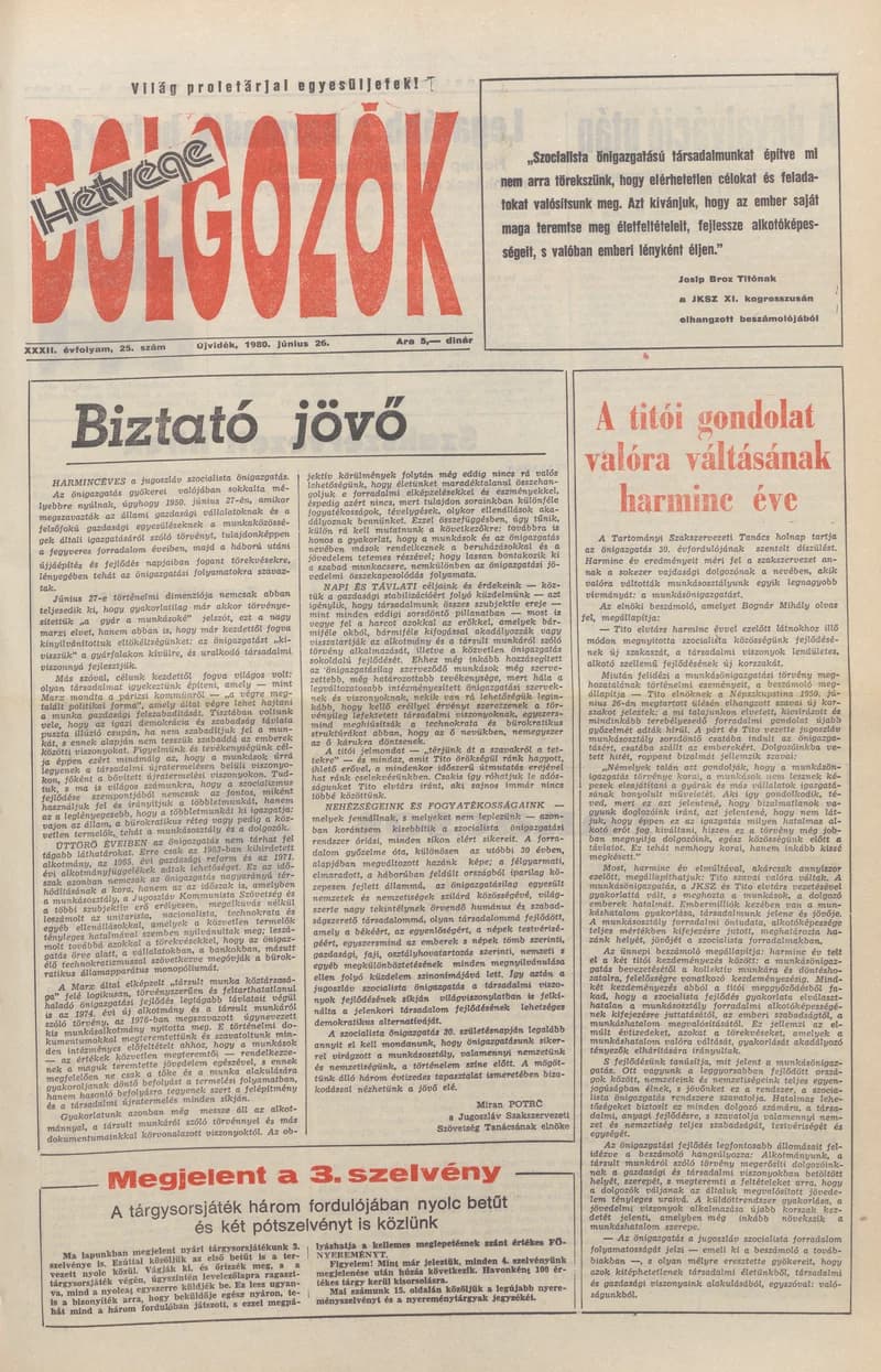Dolgozók, 34. évf. 1980. június 26. 25. sz.