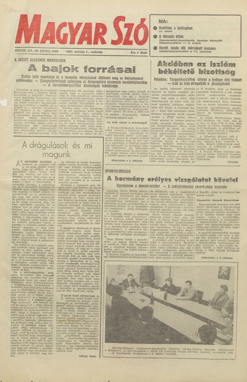Magyar Szó, 38. évf. 1981. március 1. 58. sz.