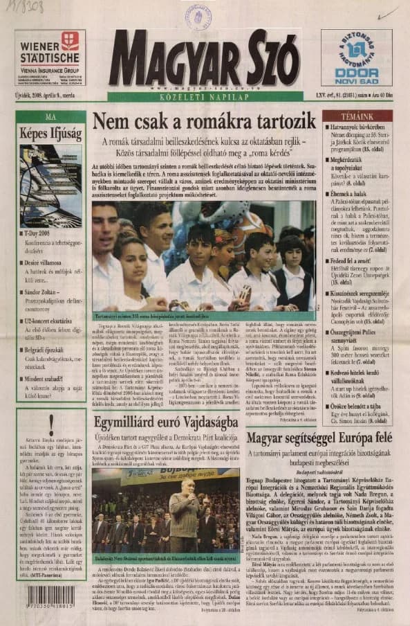 Magyar Szó, 65. évf. 2008. április 9. 81. sz. 1–20. oldal