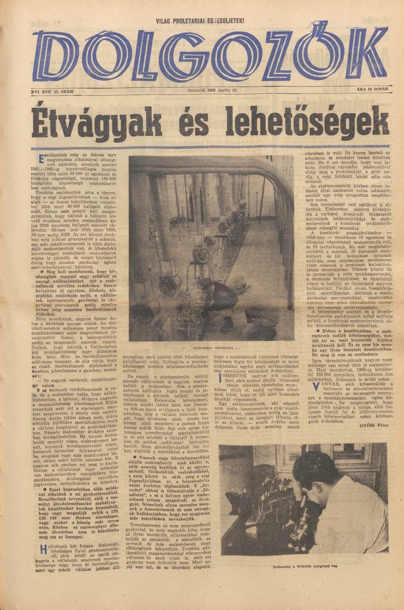 Dolgozók, 16. évf. 1962. április 20. 17. sz.