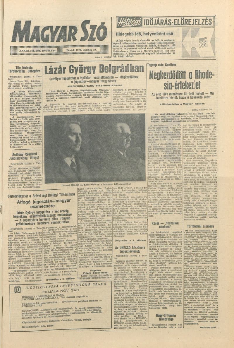 Magyar Szó, 33. évf. 1976. október 29. 299. sz. 1–16. oldal