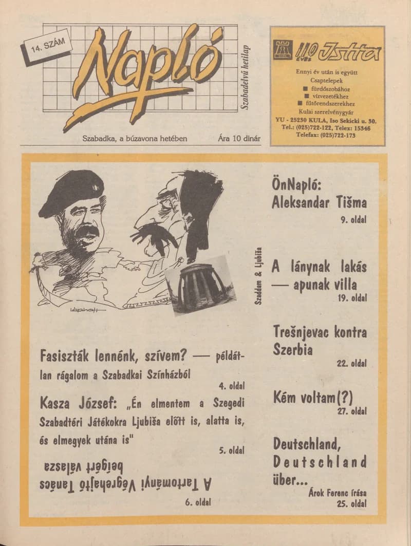 Napló - Szabadelvű hetilap, 1. évf. 1990. augusztus 8. 14. sz.