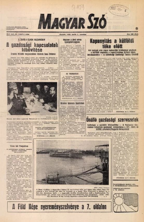 Magyar Szó, 45. évf. 1988. április 2. 91. sz. 1–24. oldal