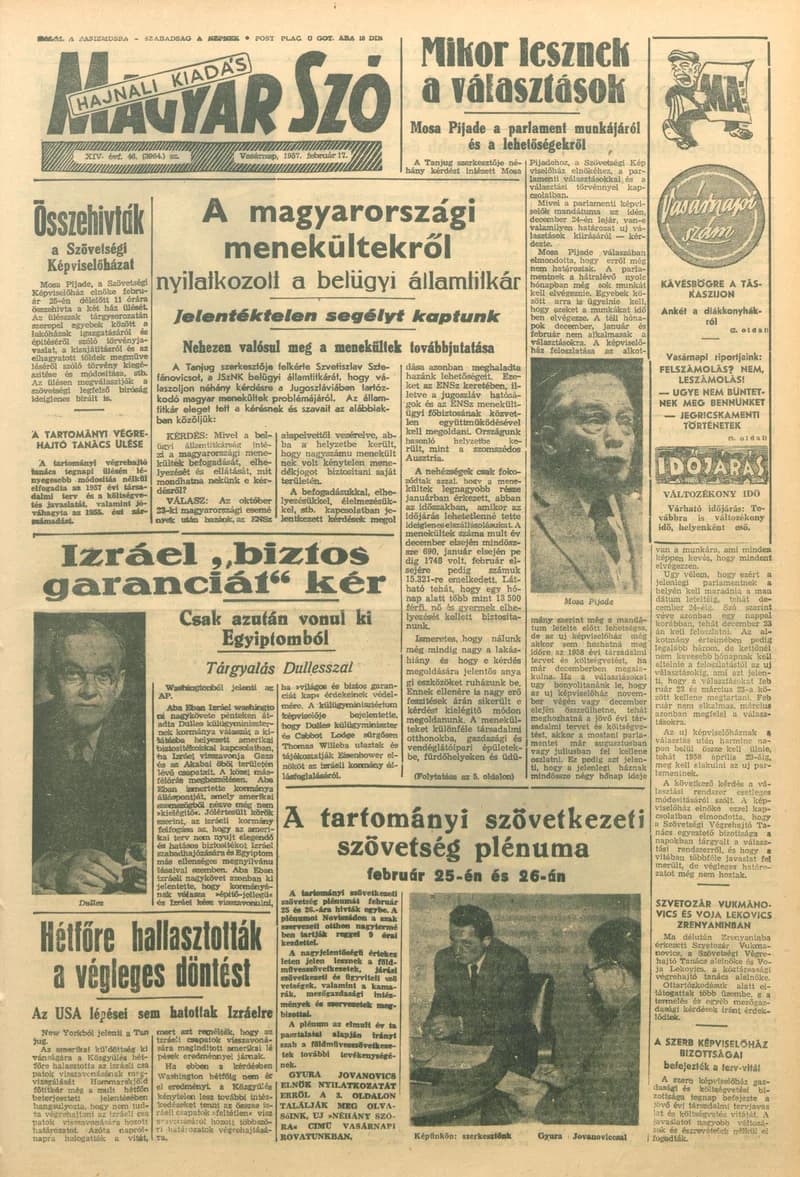 Magyar Szó, 14. évf. 1957. február 17. 46. sz. 1–22. oldal