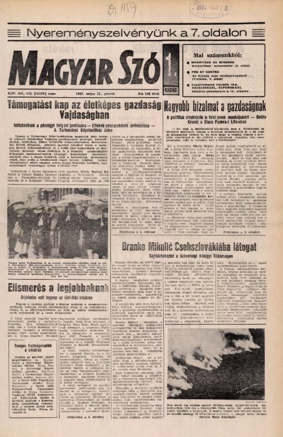 Magyar Szó, 44. évf. 1987. május 22. 138. sz. 1–24. oldal