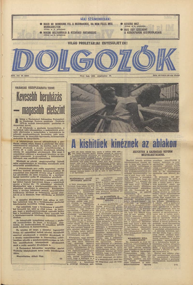 Dolgozók, 20. évf. 1966. szeptember 23. 39. sz.