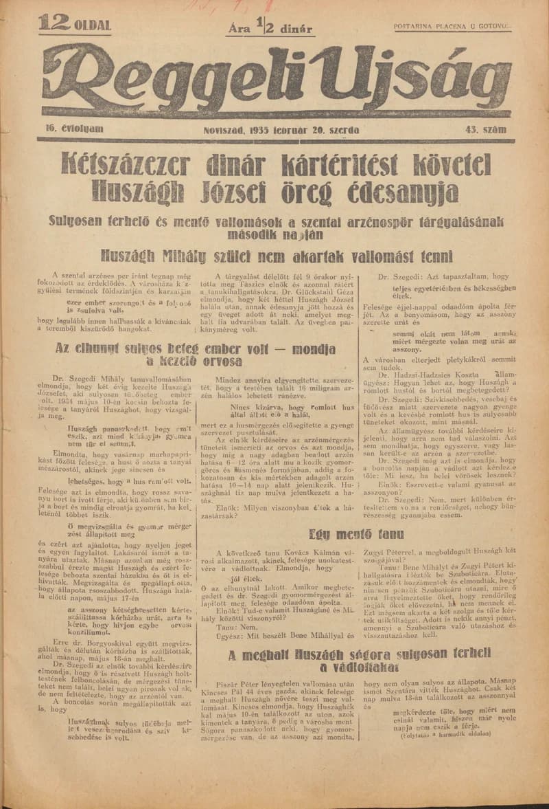 Reggeli Újság, 16. évf. 1935. február 20. 43. sz.