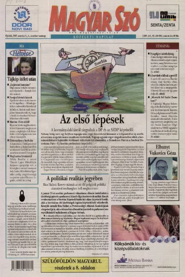 Magyar Szó, 64. évf. 2007. március 3. – 4. 52. sz. 1–12. oldal