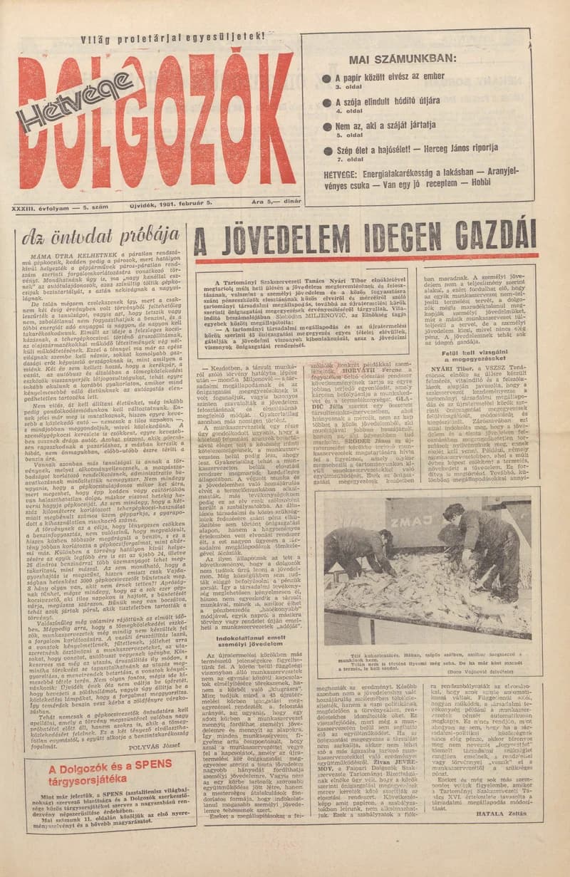 Dolgozók, 35. évf. 1981. február 5. 5. sz.