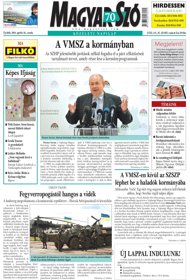 Magyar Szó, 71. évf. 2014. április 16. 87. sz. 1–20. oldal