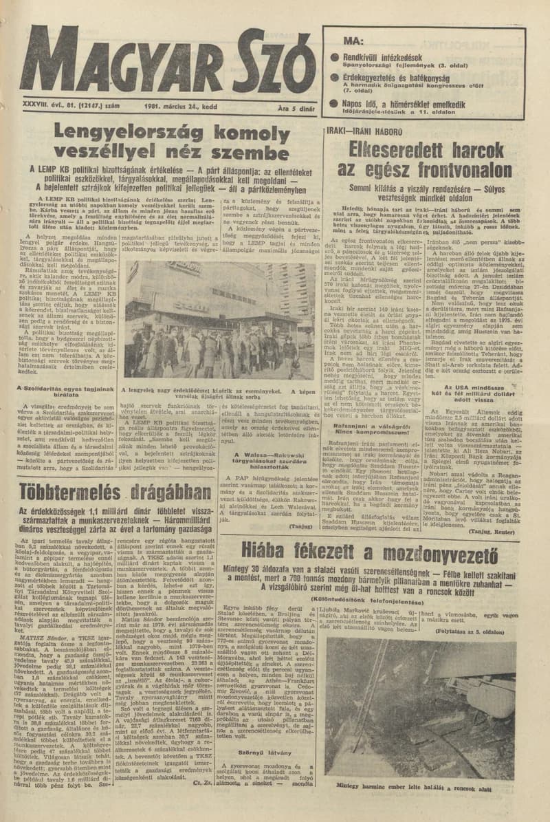 Magyar Szó, 38. évf. 1981. március 24. 81. sz.
