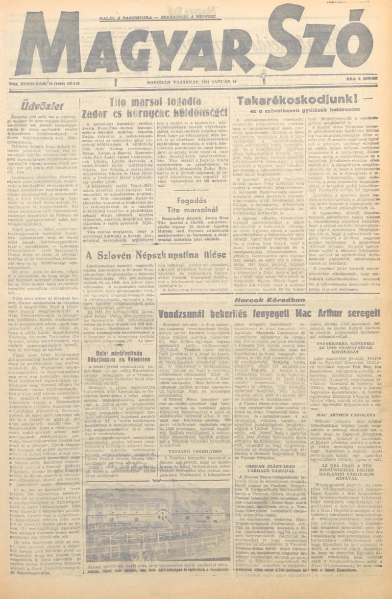 Magyar Szó, 8. évf. 1951. január 14. 11. sz. 1–4. oldal