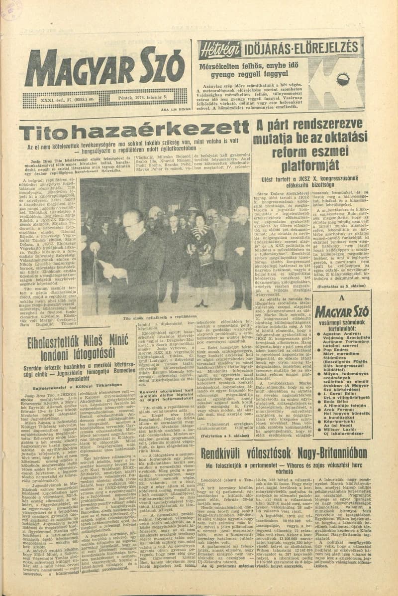 Magyar Szó, 31. évf. 1974. február 8. 37. sz. 1–16. oldal