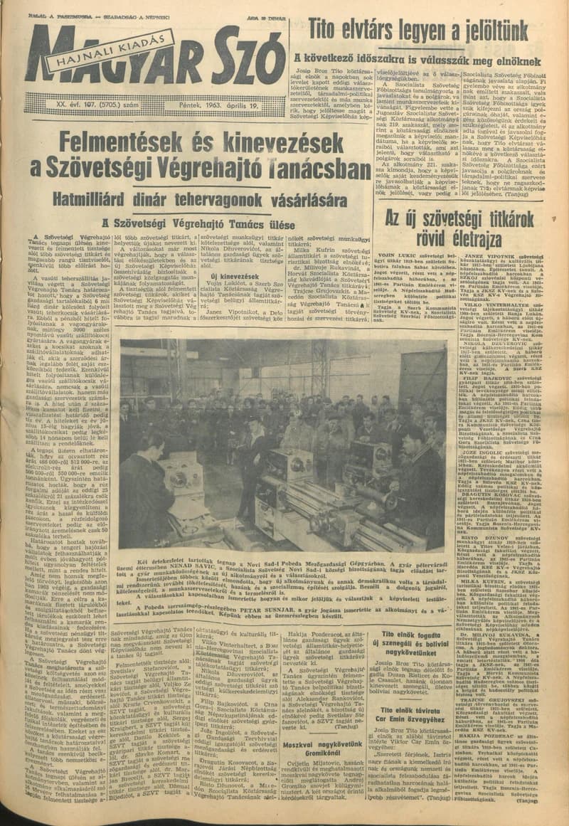 Magyar Szó, 20. évf. 1963. április 19. 107. sz. 1–16. oldal