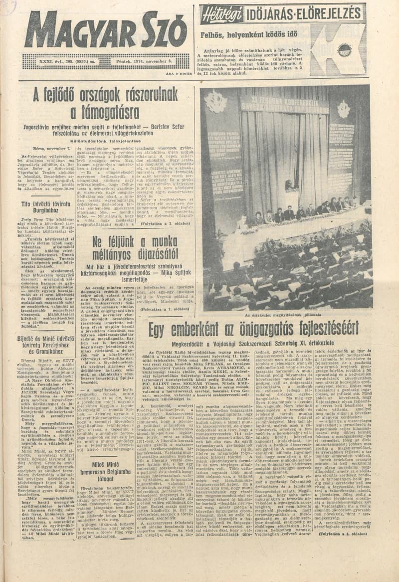 Magyar Szó, 31. évf. 1974. november 8. 308. sz. 1–20. oldal