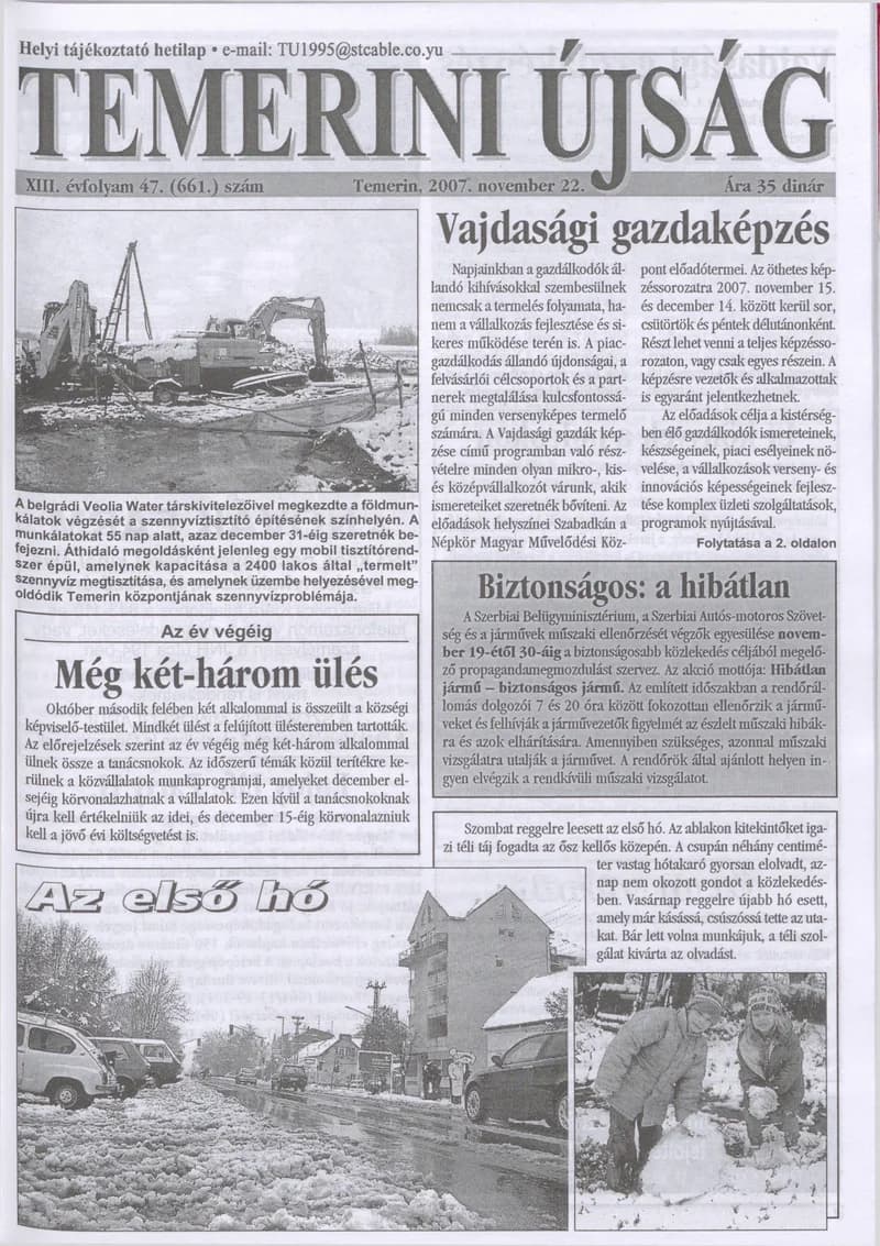 Temerini Újság, 13. évf. 2007. november 22. 47. sz.