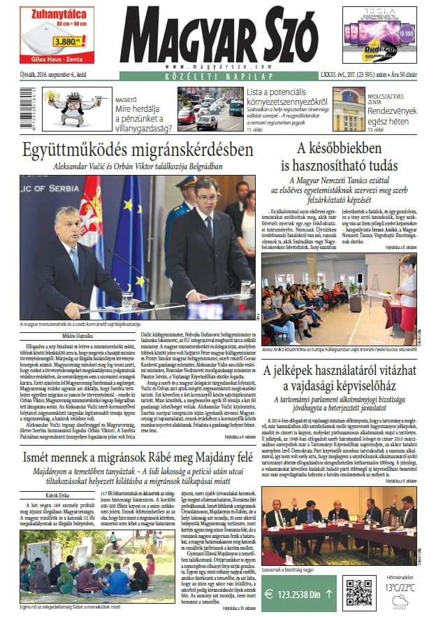 Magyar Szó, 73. évf. 2016. szeptember 7. 207. sz. 1–16. oldal