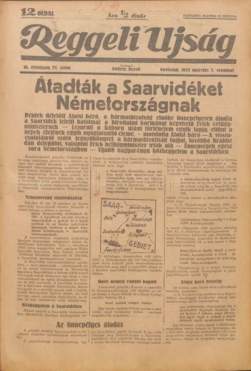 Reggeli Újság, 16. évf. 1935. március 2. 52. sz.