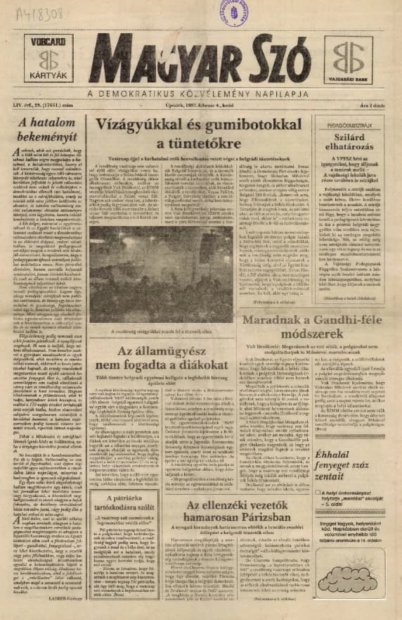 Magyar Szó, 54. évf. 1997. február 4. 28. sz. 1–16. oldal