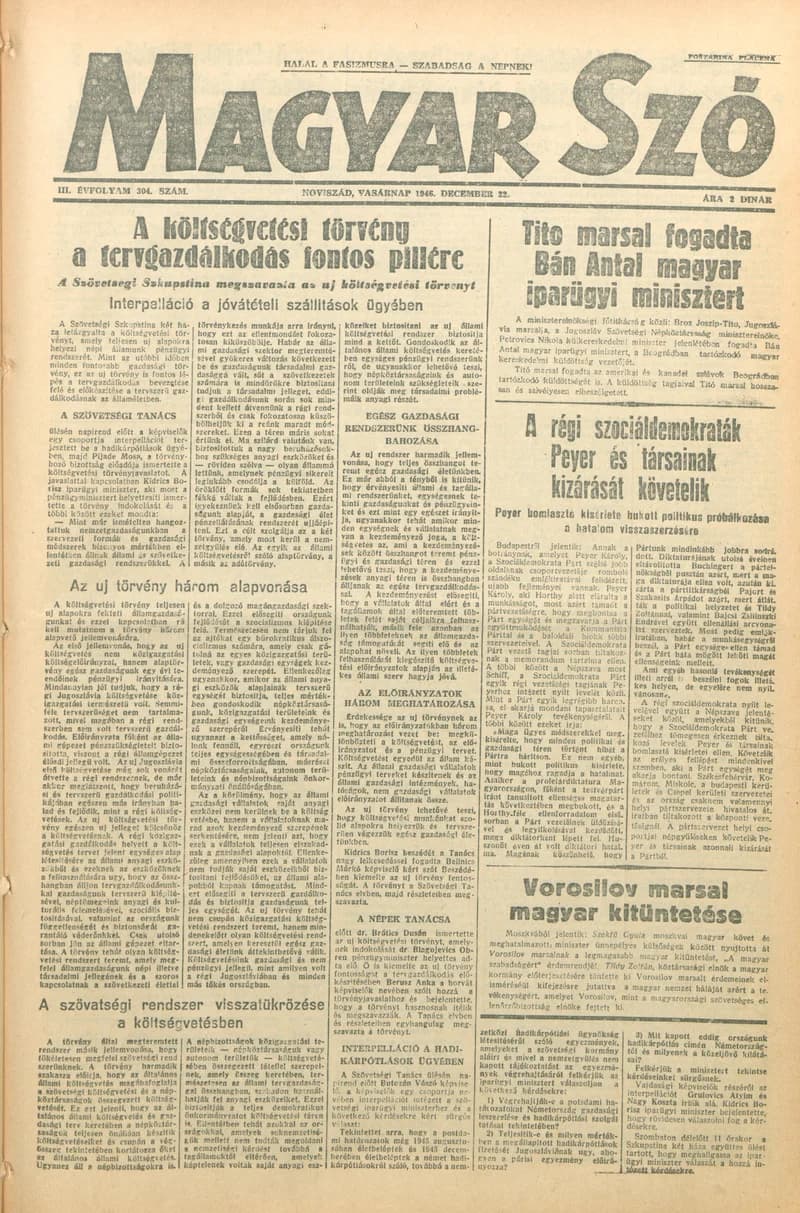 Magyar Szó, 3. évf. 1946. december 22. 304. sz. 1–6. oldal