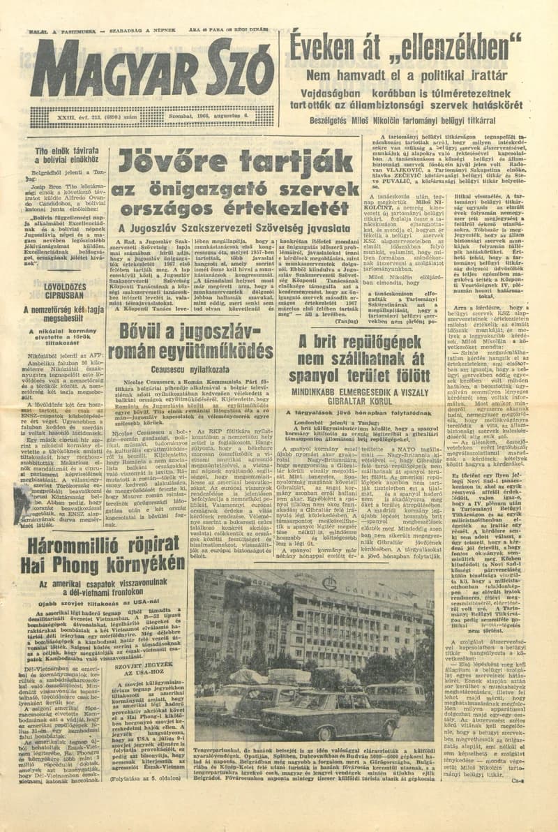Magyar Szó, 23. évf. 1966. augusztus 6. 213. sz.