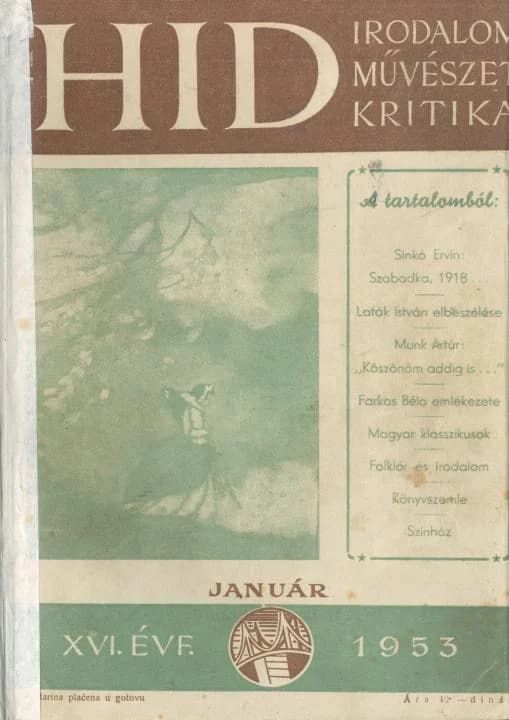 Híd, 17. évf. 1953. január. 1. sz. 1–88. oldal