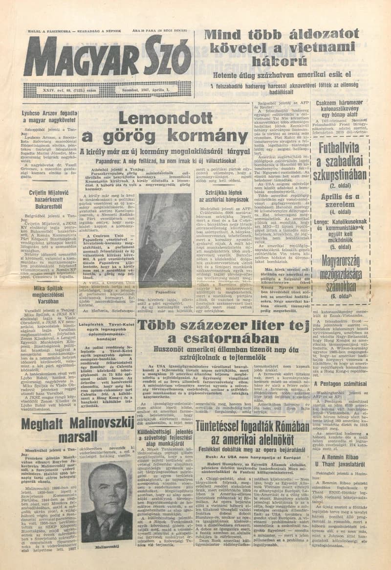 Magyar Szó, 24. évf. 1967. április 1. 88. sz. 1–12. oldal