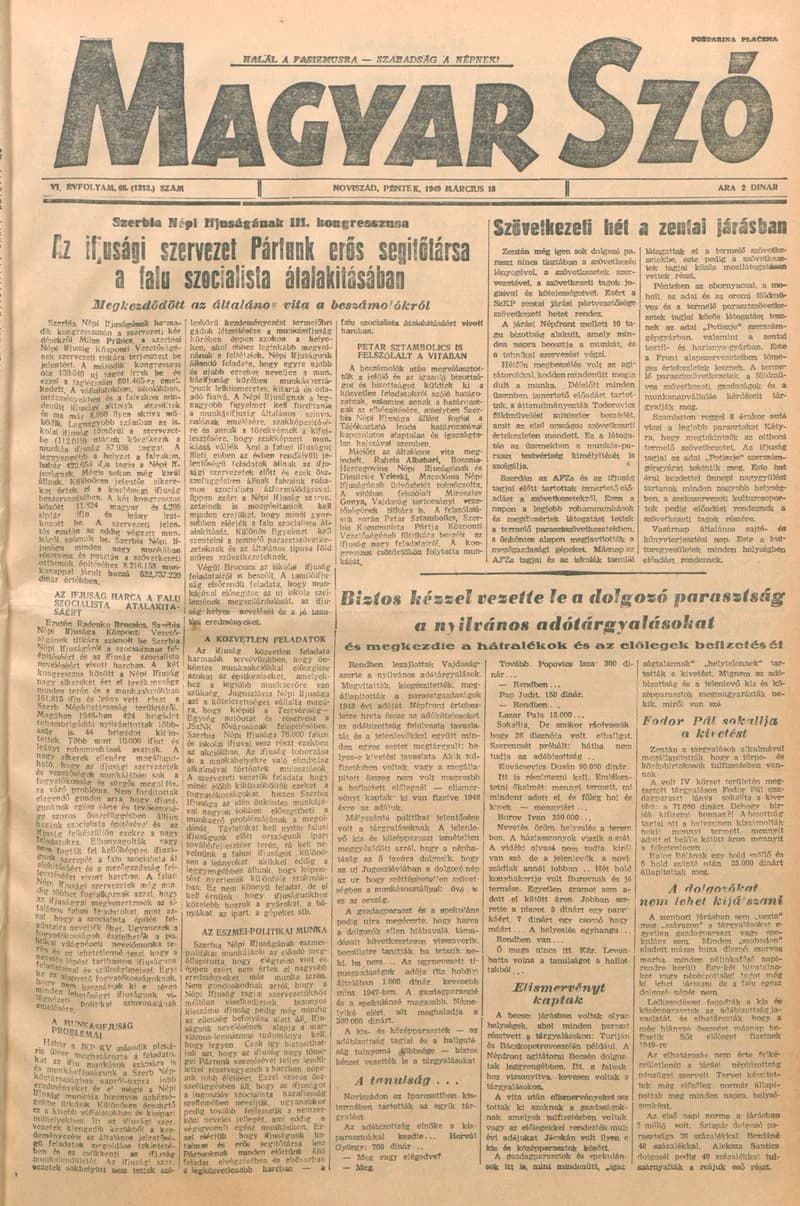 Magyar Szó, 6. évf. 1949. március 18. 65. sz. 1–4. oldal