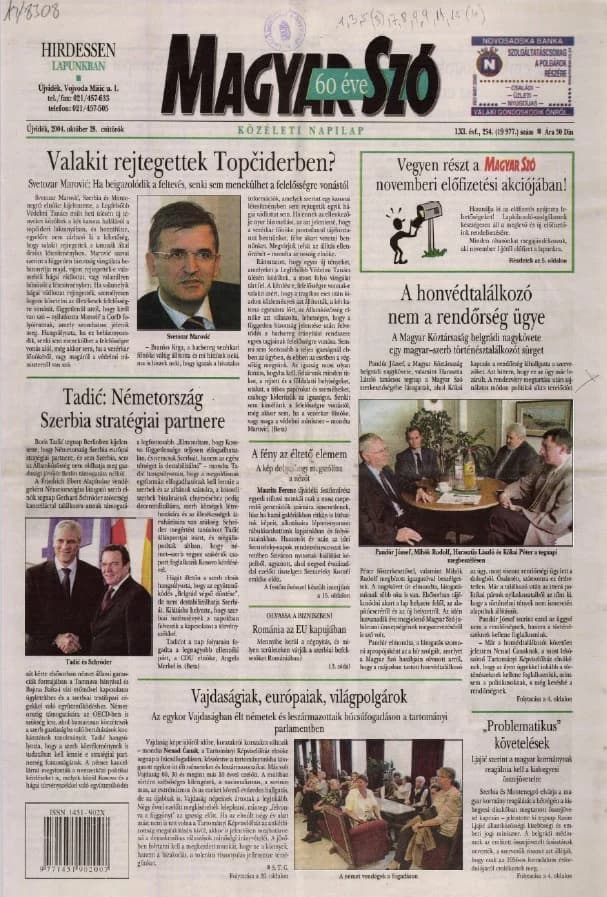 Magyar Szó, 61. évf. 2004. október 28. 254. sz. 1–20. oldal