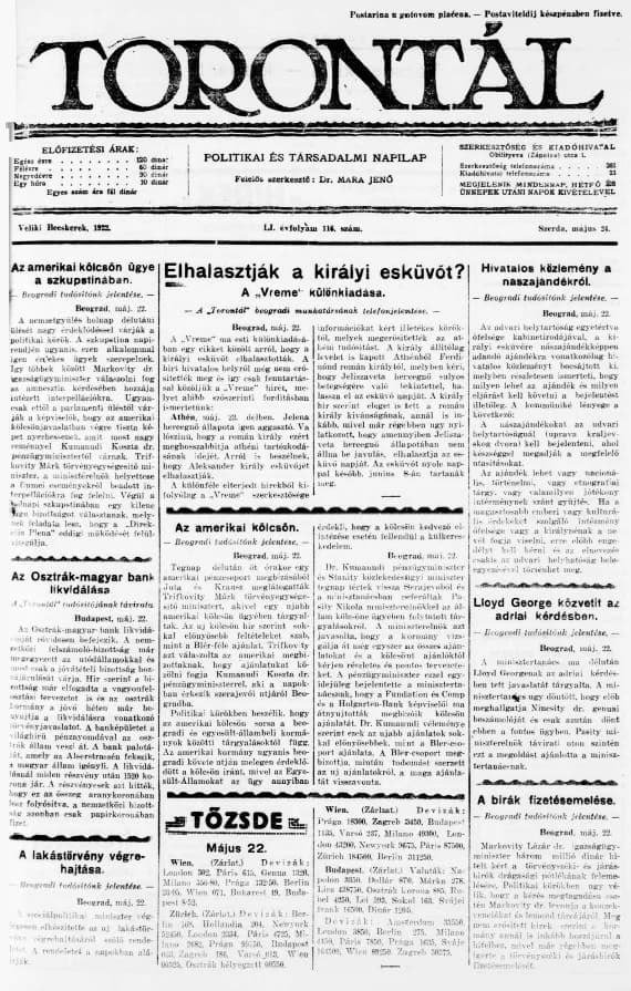 Torontál, 51. évf. 1922. május 24. 116. sz.