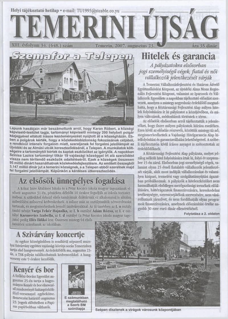 Temerini Újság, 13. évf. 2007. augusztus 23. 34. sz.