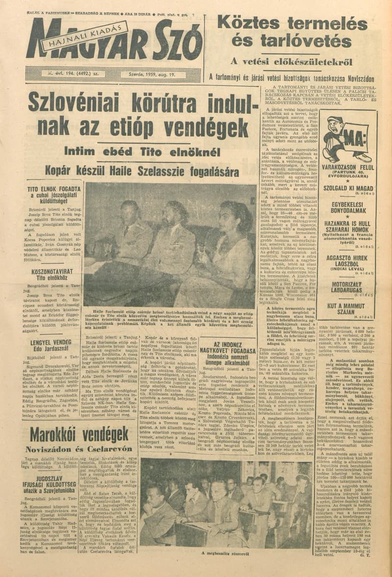 Magyar Szó, 16. évf. 1959. augusztus 19. 194. sz. 1–20. oldal