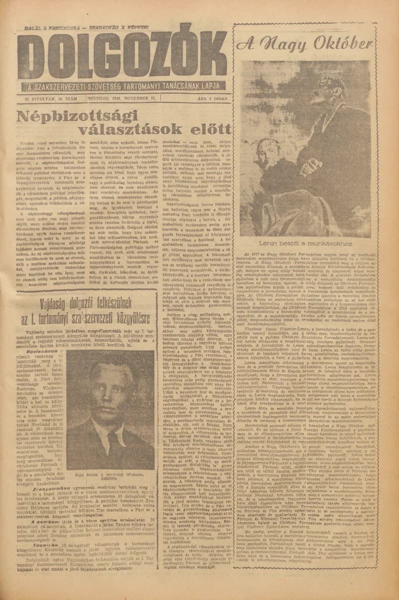 Dolgozók, 3. évf. 1949. november 11. 45. sz.