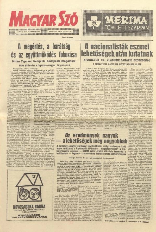 Magyar Szó, 27. évf. 1970. január 18. 16. sz. 1–32. oldal
