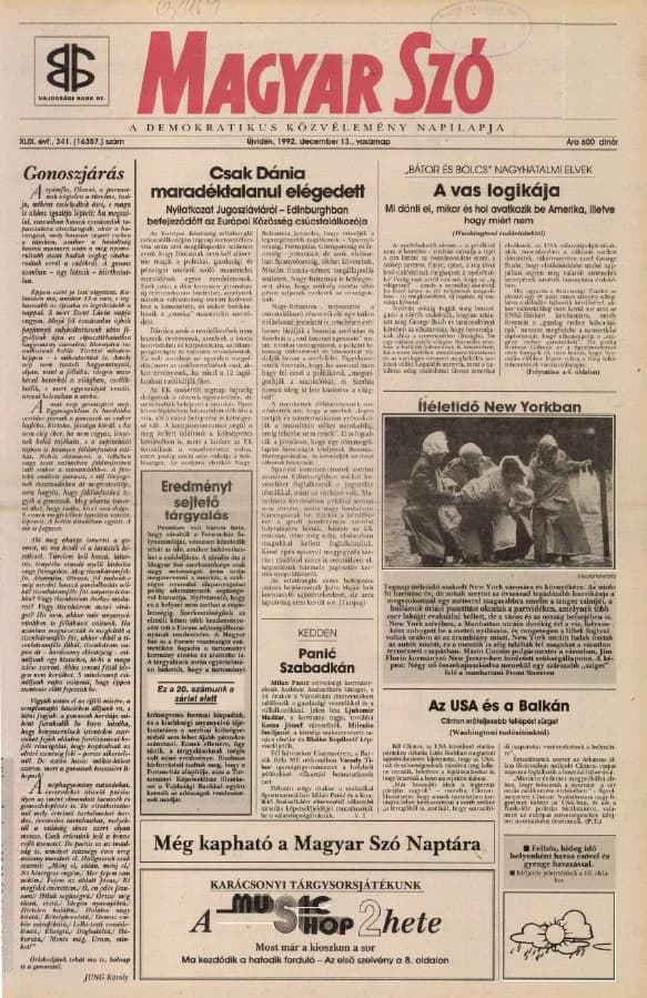 Magyar Szó, 49. évf. 1992. december 13. 341. sz. 1–24. oldal
