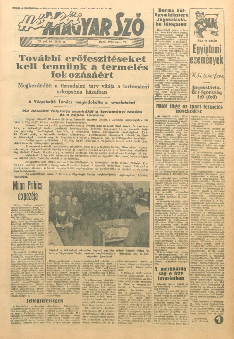 Magyar Szó, 11. évf. 1954. március 29. 84. sz. 1–6. oldal