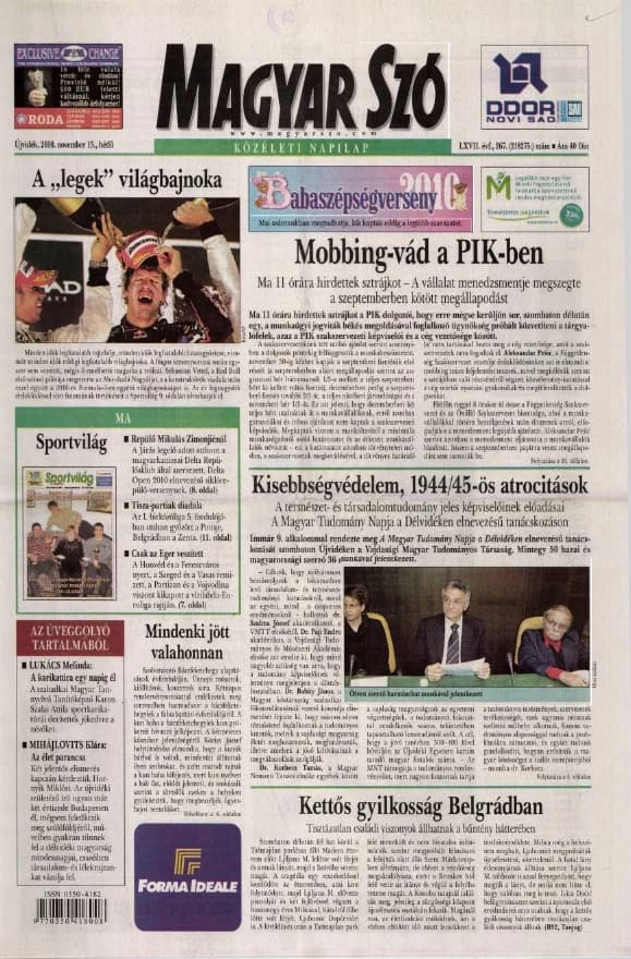 Magyar Szó, 67. évf. 2010. november 15. 267. sz. 1–16. oldal